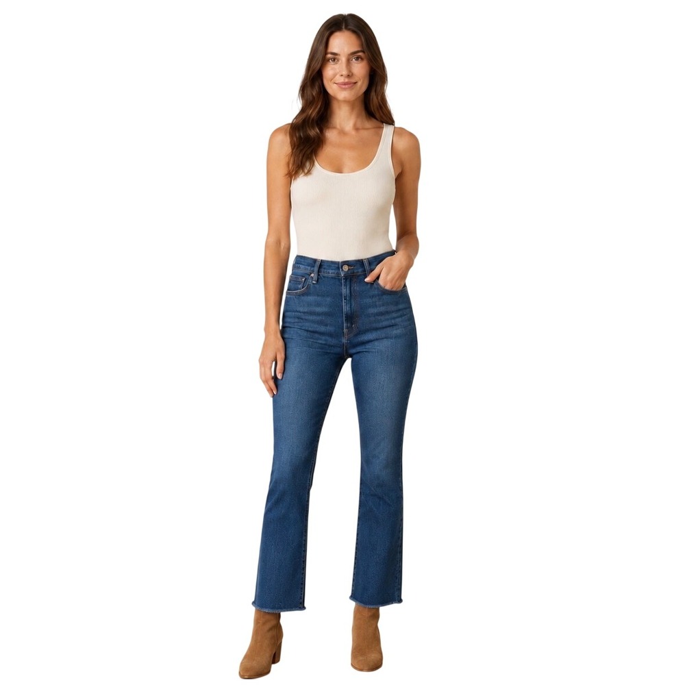 MOTHER The Hustler Ankle Fray Jeans Home Movies Blue High Rise Denim Size 29